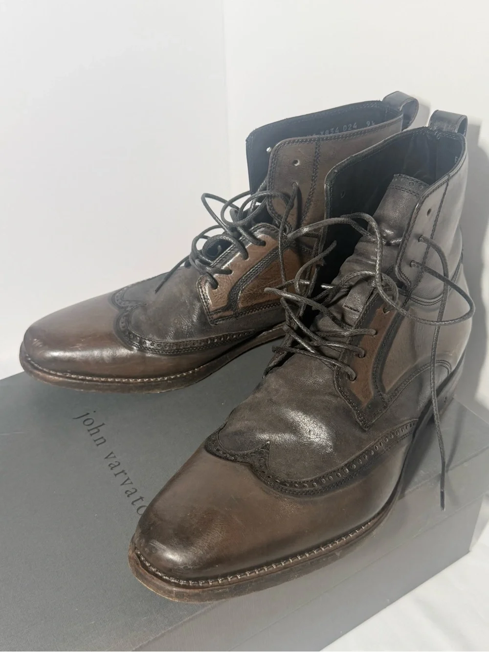 John Varvatos Brown Leather Chukka Wingtip Boots